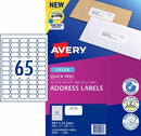 LABEL AVERY LASER L7651 ADDRESS 65UP WHITE PK100