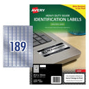 LABEL AVERY LASER L6008 SILVER H/DUTY 25.4X10MM 189UP PK20