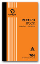 RECORD BOOK OLYMPIC 704 DUP C/LESS 8X5 (07353)