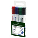 MARKER WHITEBOARD FABER-CASTELL W50 CHISEL TIP BLACK BLUE GREEN RED PK4