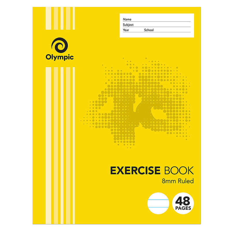 EXERCISE BOOK OLYMPIC 225X175MM 8MM RULED 48PG
