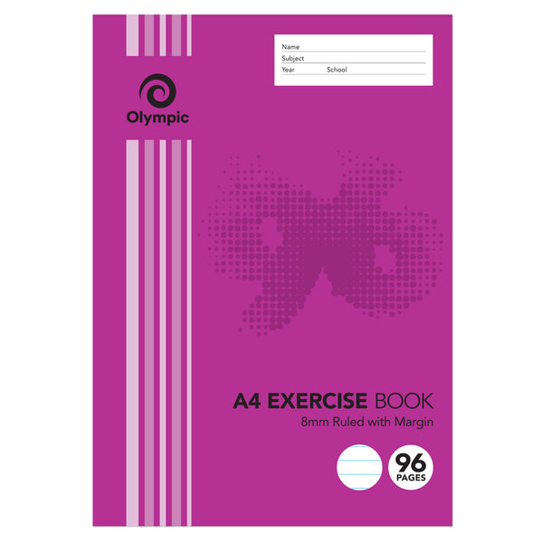EXERCISE BOOK OLYMPIC A4 8MM RULED 96PG