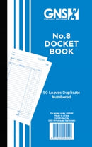 Docket Book Gns 559 8x5 No.8 Duplicate 50lf (PK10)