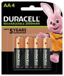 BATTERY DURACELL NIMH RECHARGEABLE 2500mAh AA PK4