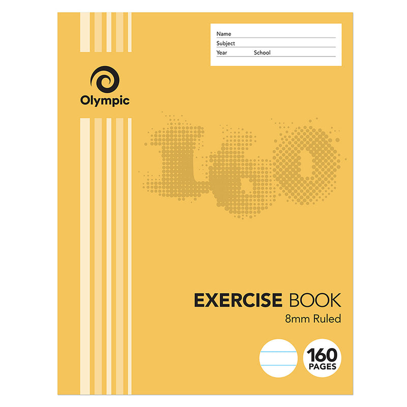 EXERCISE BOOK OLYMPIC 225X175MM 8MM RULED 160PG