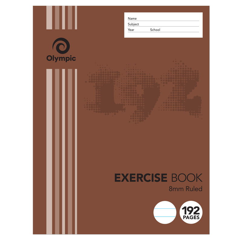EXERCISE BOOK OLYMPIC 225X175MM 8MM RULED 192PG