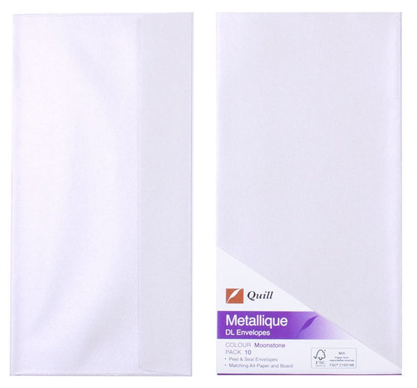 ENVELOPES QUILL DL METALLIQUE MOONSTONE PK10