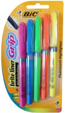 Highlighter Bic Briteliner Grip Asst Wlt5