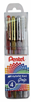 Sp- Pen Pentel Rb Hybrid Gel Grip Metallic Wlt 4 (Gld Sil Wht Brz (WLT)