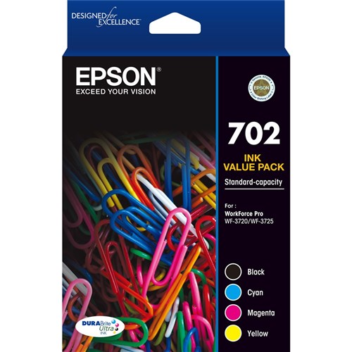 Epson 702 DURABrite Ultra Ink Cartridge Value Pack of 4 Assorted Colours | Better Office