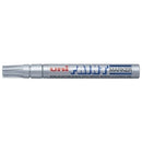 MARKER PAINT UNI PX20 2.8MM MEDIUM BULLET TIP SILVER BX12