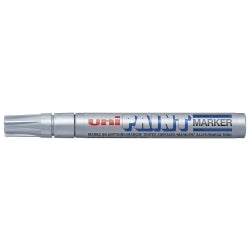 MARKER PAINT UNI PX20 2.8MM MEDIUM BULLET TIP SILVER BX12