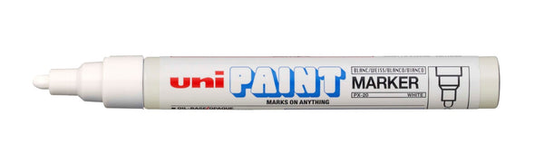 MARKER PAINT UNI PX20 2.8MM MEDIUM BULLET TIP WHITE BX12