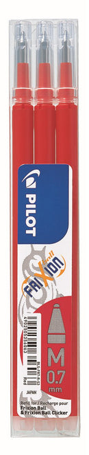 Pen Refill Pilot Frixion 0.7mm Red Pk3