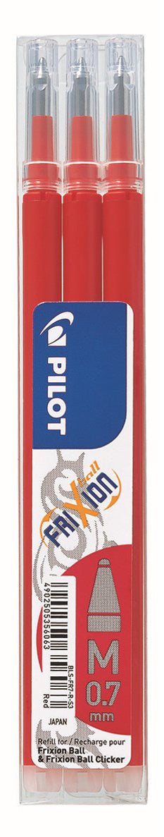 PEN REFILL PILOT FRIXION 0.7MM RED PK3