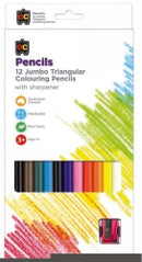 Sp- Pencils Ec Jumbo Triangular Washable Pk12 & Sharpener