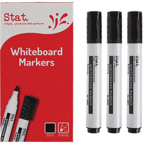 Stat Whiteboard Marker Bullet 2.0mm Black BOX12