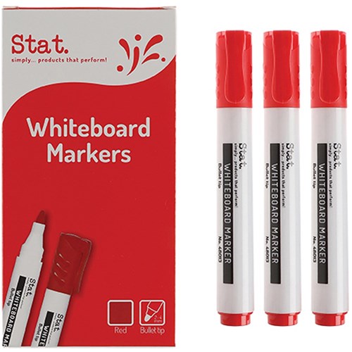 Stat Whiteboard Marker Bullet 2.0mm Red BOX12