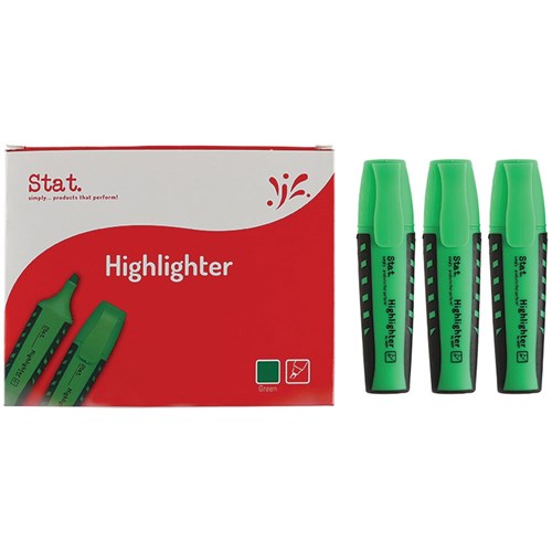 Stat Highlighter Chisel 2-5mm Tip Rubberised Grip Green