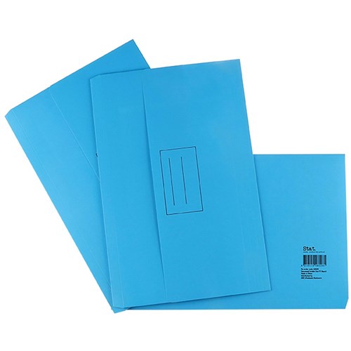 Stat Document Wallet Foolscap Manilla 30mm Gusset Blue PACK25