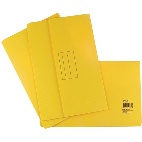 Stat Document Wallet Foolscap Manilla 30mm Gusset Yellow PACK25