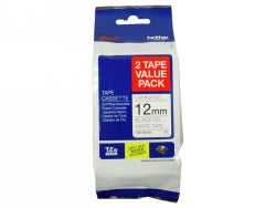 BROTHER TAPE 12MM BLACK/WHITE TWIN PACK TZE-231V2 TAPE