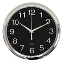 CLOCK ITALPLAST 30CM WALL BLACK FACE/CHROME TRIM