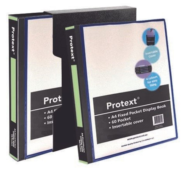 DISPLAY BOOK PROTEXT A4 60P FIXED INSERT COVER/SPINE BLACK