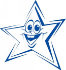 Sp- Shiny Merit Stamp Blue Funny Face Star