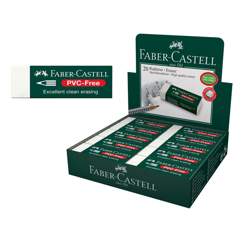ERASER FABER-CASTELL 7085-20 LARGE WITH SLEEVE PVC FREE BX20