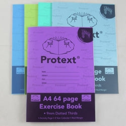 EXERCISE BOOK PROTEXT A4 PP 64PG 9MM DOTTED THIRDS + MARGIN ZEBRA