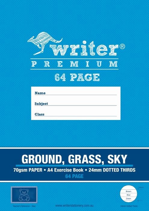EXERCISE BOOK WONDER WRITER A4 64pg 24mm DOTTED GROUND GRASS SKY