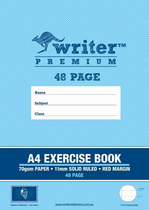 EXERCISE BOOK WRITER PREMIUM A4 11MM RULED + MARGIN ICE CREAM 48PG