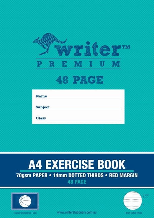 EXERCISE BOOK WRITER PREMIUM A4 14MM DOTTED THIRDS + MARGIN BALL 48PG