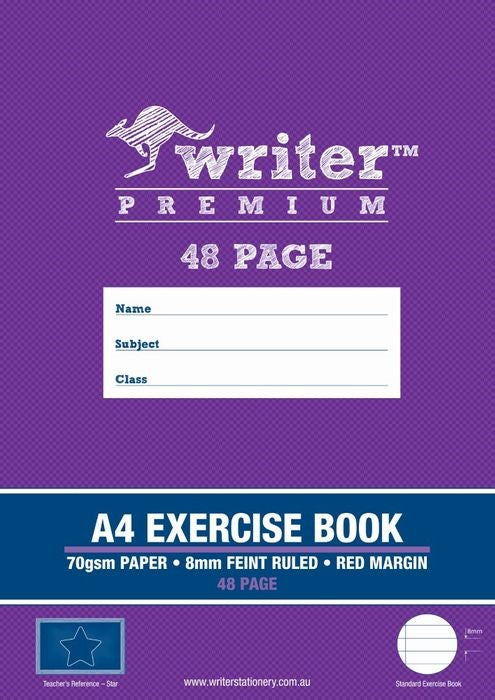 EXERCISE BOOK WRITER PREMIUM A4 8MM RULED + MARGIN STAR 48PG