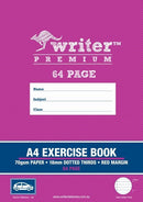 EXERCISE BOOK WRITER PREMIUM A4 64PG 18MM DOTTED THRIDS + MARGIN CAR