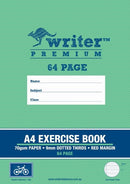 EXERCISE BOOK WRITER PREMIUM A4 64PG 9MM DOTTED THIRDS + MARGIN BIKE