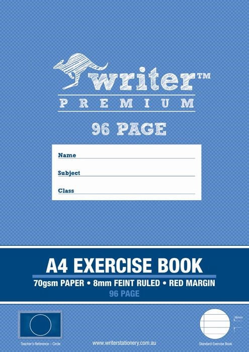 EXERCISE BOOK WRITER PREMIUM A4 8MM RULED + MARGIN CIRCLE 96PG