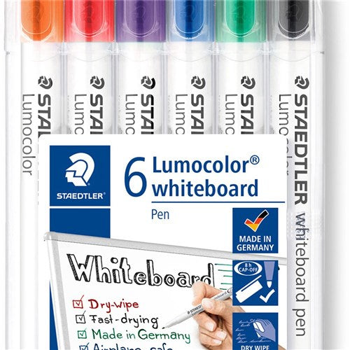 Staedtler 301 Lumocolor Whiteboard Marker Bullet 1mm Assorted Wallet of 6