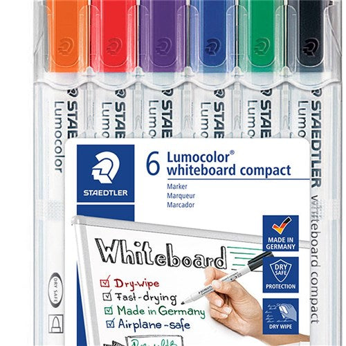 Staedtler 341 Lumocolor Whiteboard Marker Bullet 1-2mm Assorted Wallet of 6