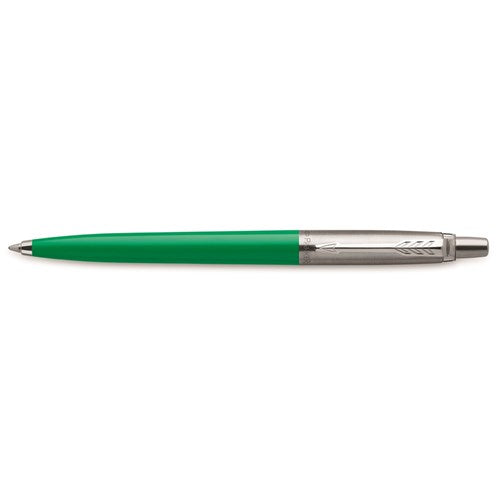 Parker Jotter Originals Ballpoint Pen Green Barrel Stainless Clip Refill Blue