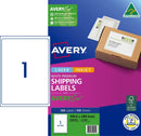 Label Avery Eco L7167 Shipping 1up 199.6x289.1mm Pk100