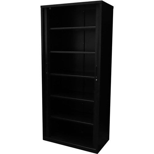 Rapidline Go Tambour Door Cupboard Includes 5 Shelves 1200W x 473D x 1981mmH Black