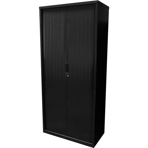 Rapidline Go Tambour Door Cupboard Includes 5 Shelves 900W x 473D x 1981mmH Black