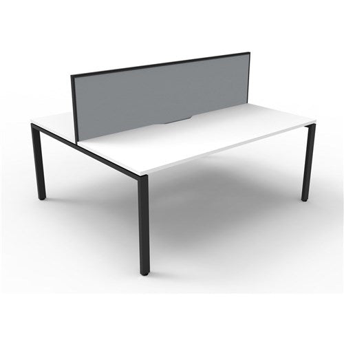 Rapidline Deluxe Infinity Desk Profile Leg Two Sided + Screen 2 Person 1800mmW White/Black | Better Office