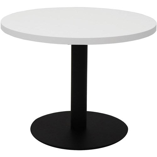 Rapidline Disc Base Coffee Table 600D x 450mmH White Top Black Base