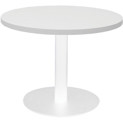 Rapidline Disc Base Coffee Table 600D x 450mmH White Top White Base