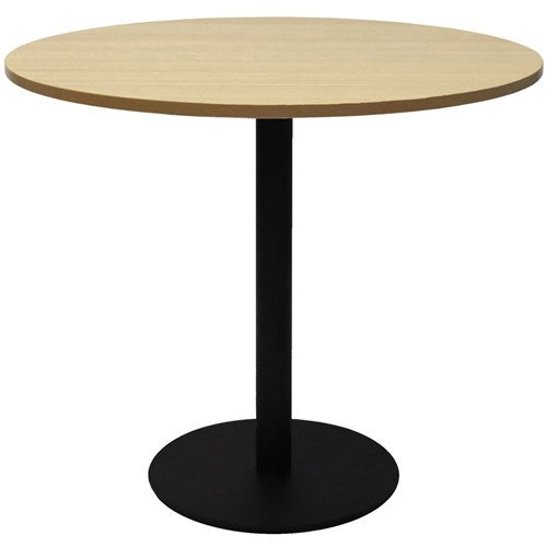 Rapidline Disc Base Round Table 900D x 755mmH Oak Top Black Base