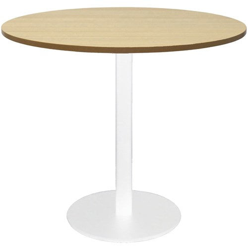 Rapidline Disc Base Round Table 900D x 755mmH Oak Top White Base