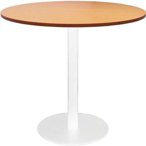 Rapidline Disc Base Round Table 900D x 755mmH Beech Top White Base